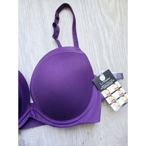 Le Mystere Infinite Possibilities Plunge Purple Underwire Molded Padded Bra 36D - Picture 2 of 10